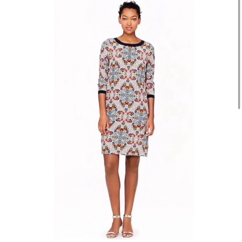 J Crew Misty Fog Floral shift dress